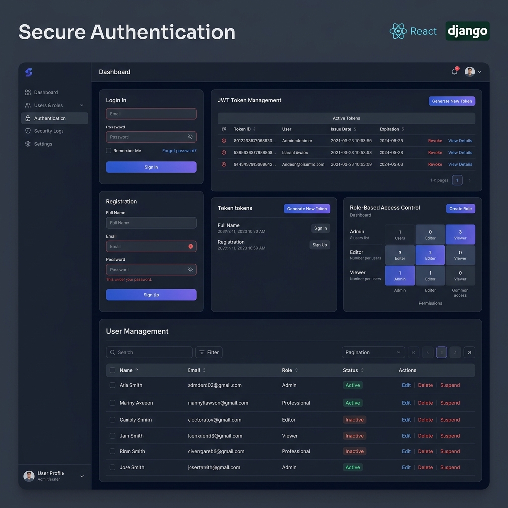 React & Django Secure Authentication System Project