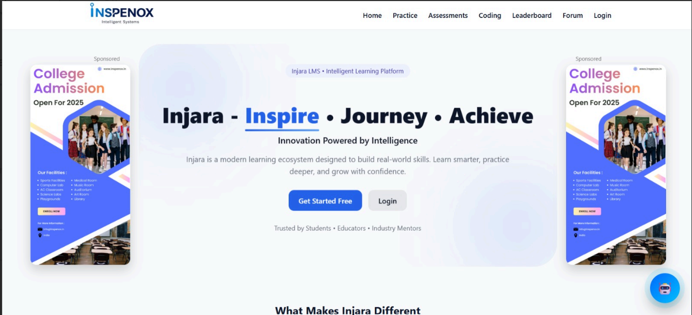 Injara LMS Landing Page